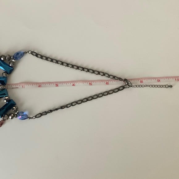 Deep Blue, Silver and Purple Bead Necklace - Picture 4 of 5